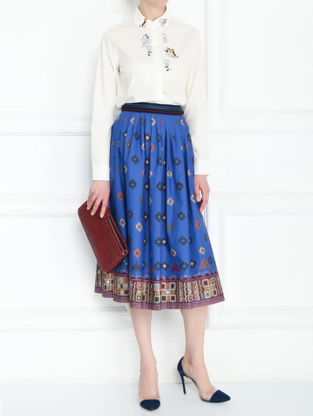 Weekend Max Mara Patterned cotton Midi Skirt